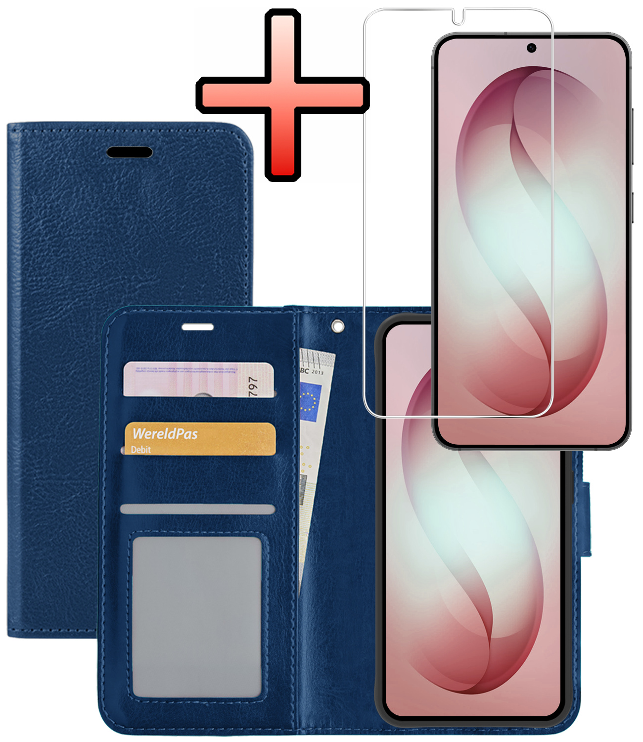 NoXx NoXx Samsung Galaxy S26 Plus Hoesje Bookcase Met Screenprotector - Donkerblauw
