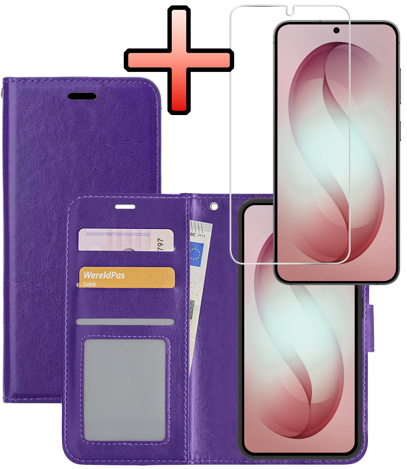 NoXx NoXx Samsung Galaxy S26 Plus Hoesje Bookcase Met Screenprotector - Paars