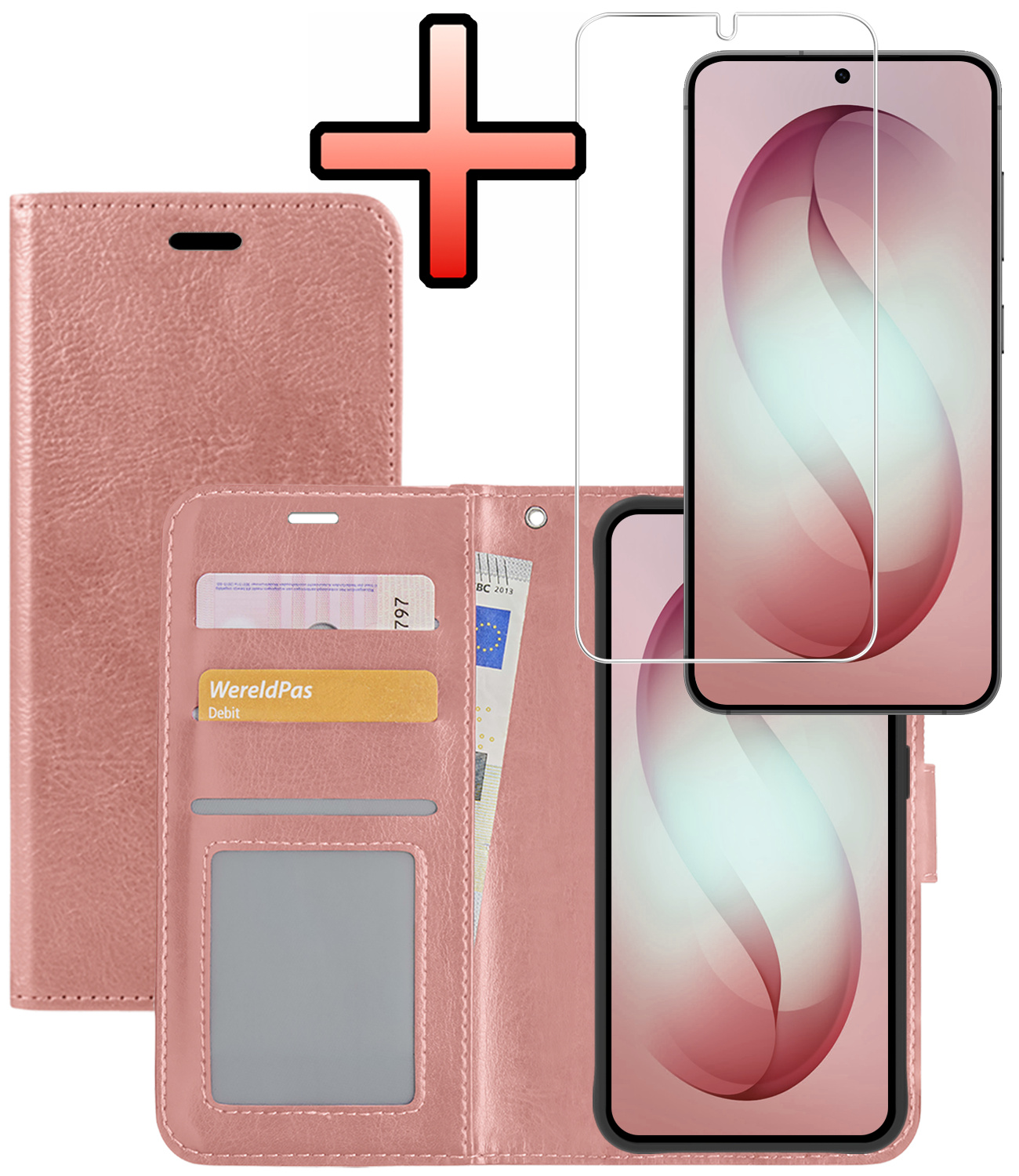 NoXx NoXx Samsung Galaxy S26 Plus Hoesje Bookcase Met Screenprotector - Rose Goud