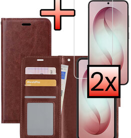 NoXx NoXx Samsung Galaxy S26 Plus Hoesje Bookcase Met 2x Screenprotector - Bruin