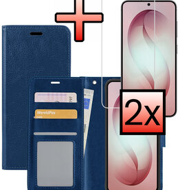 NoXx NoXx Samsung Galaxy S26 Plus Hoesje Bookcase Met 2x Screenprotector - Donkerblauw