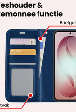 NoXx NoXx Samsung Galaxy S26 Plus Hoesje Bookcase Met 2x Screenprotector - Donkerblauw