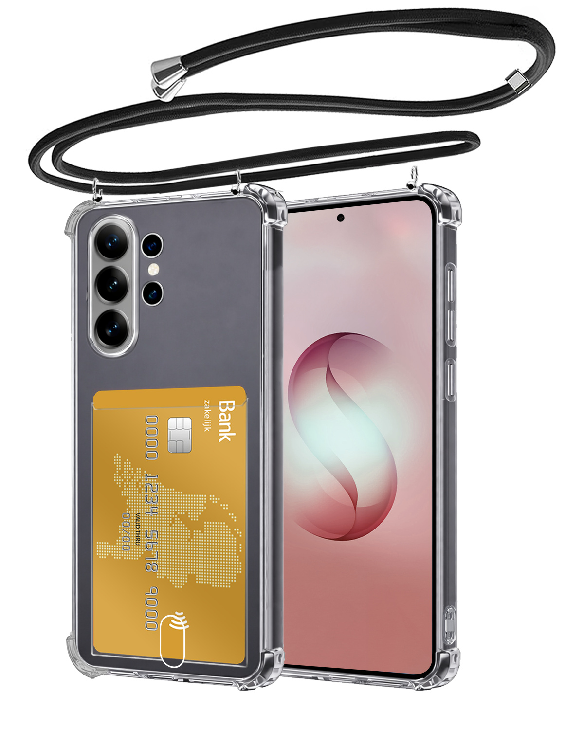 NoXx NoXx Samsung Galaxy S26 Ultra Hoesje Transparant Shockproof Met Zwart Koord