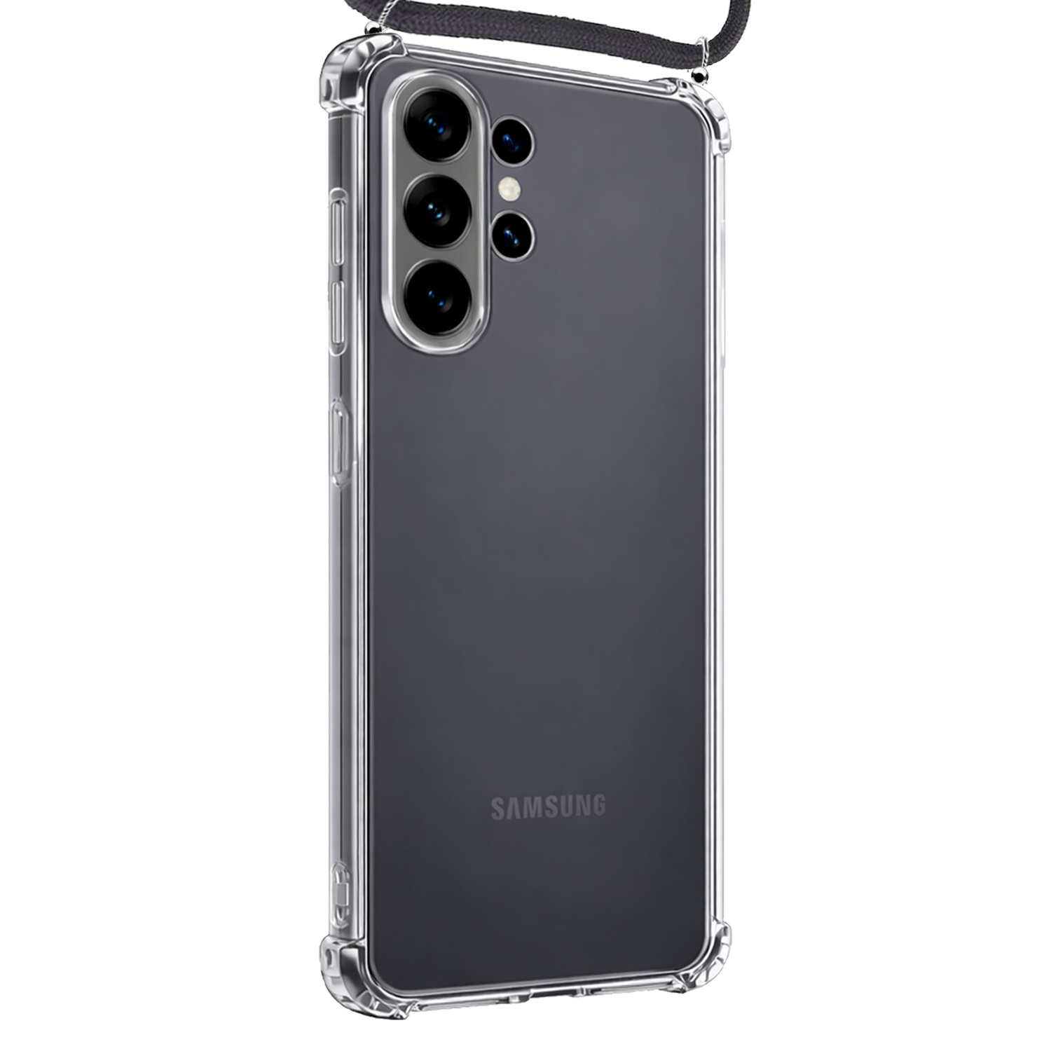 NoXx NoXx Samsung Galaxy S26 Ultra Hoesje Transparant Shockproof Met Zwart Koord