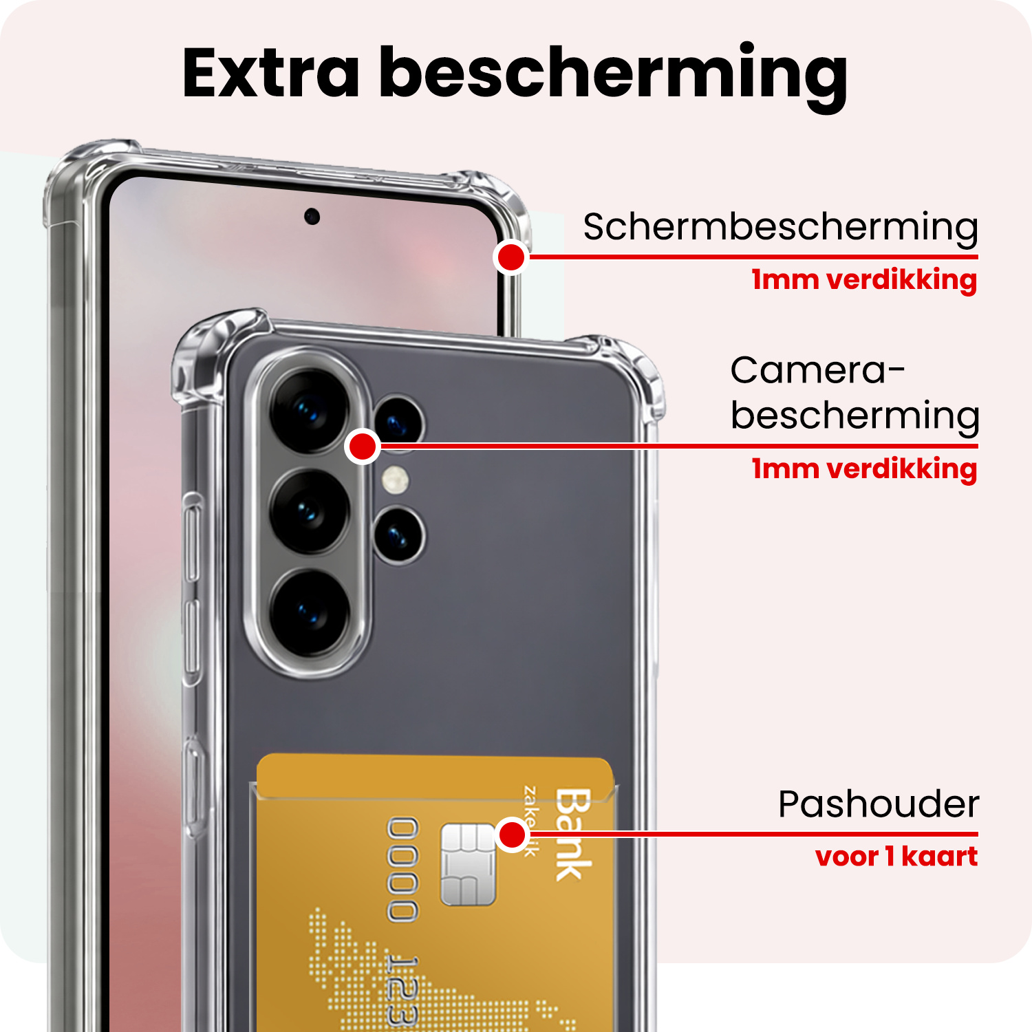 NoXx NoXx Samsung Galaxy S26 Ultra Hoesje Pashouder Met Screenprotector