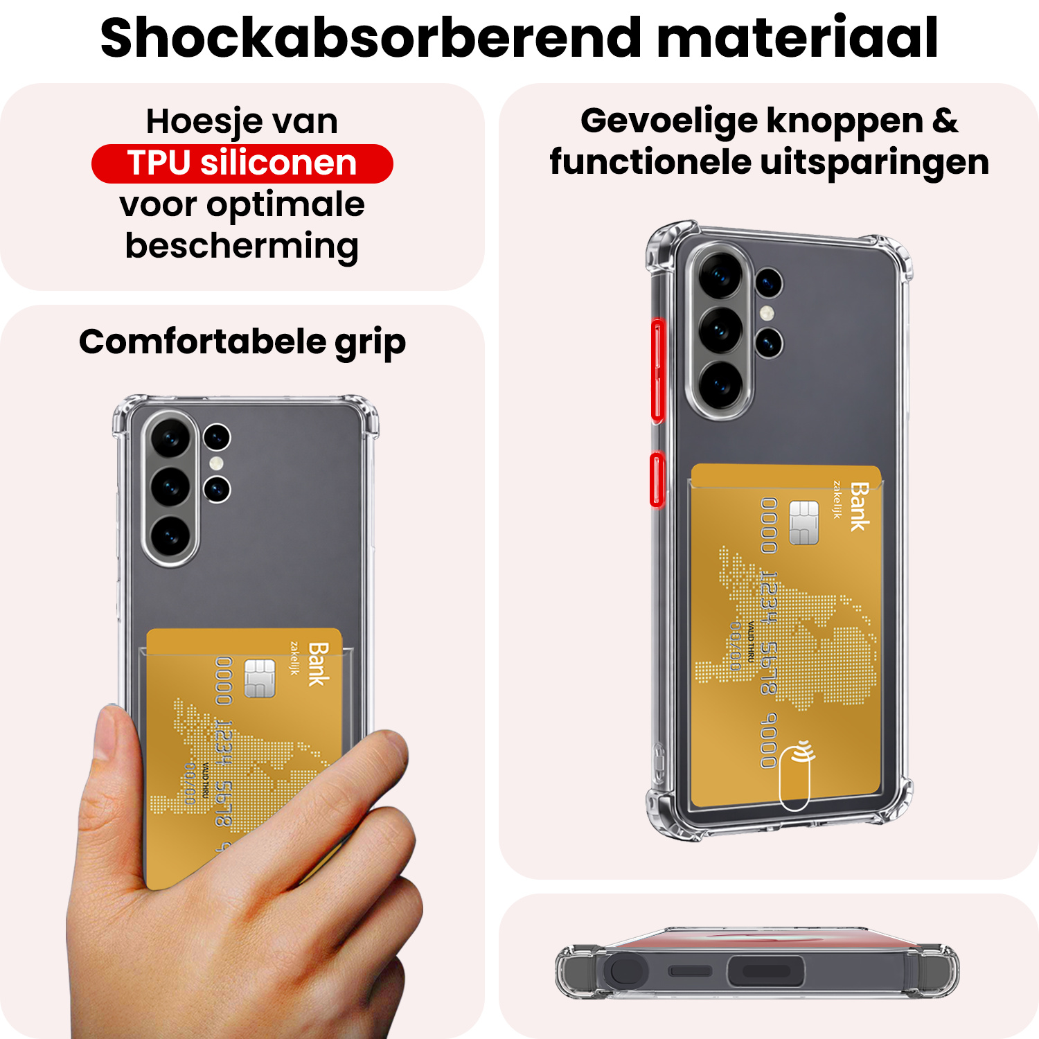 NoXx NoXx Samsung Galaxy S26 Ultra Hoesje Pashouder Met Screenprotector