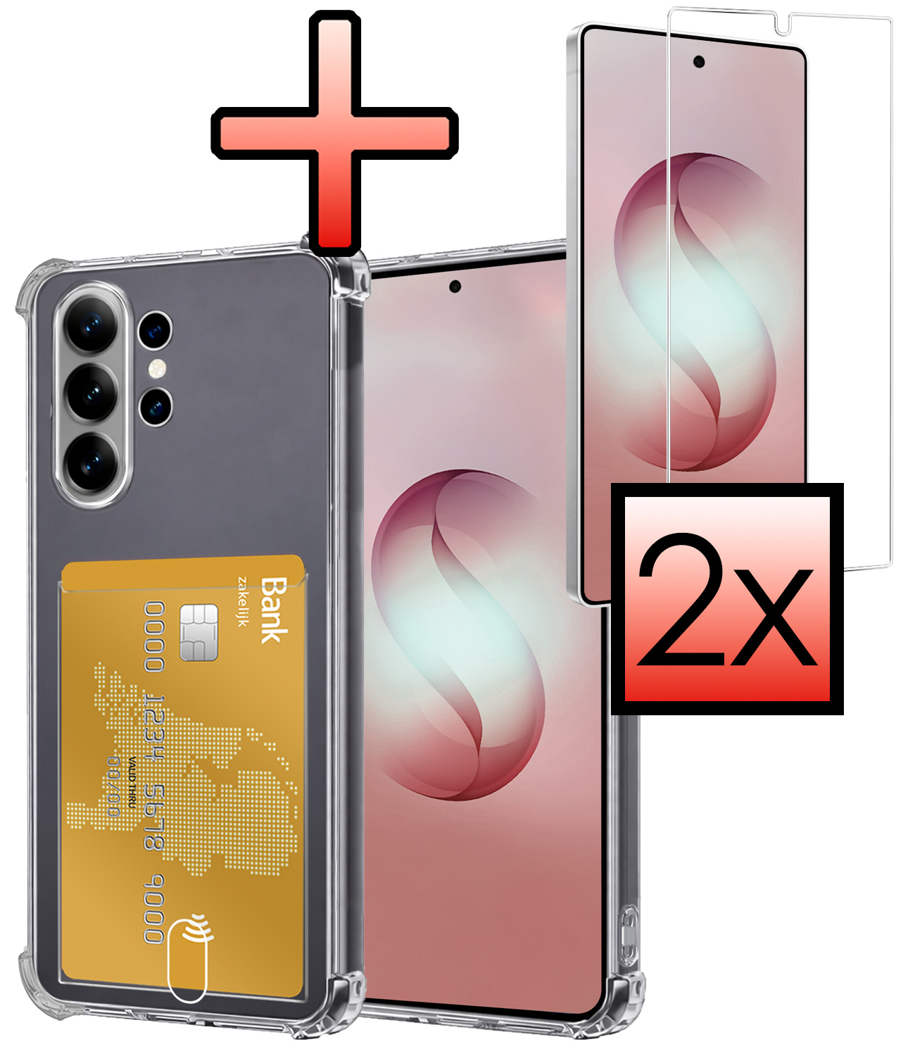 NoXx NoXx Samsung Galaxy S26 Ultra Hoesje Pashouder Met 2x Screenprotector