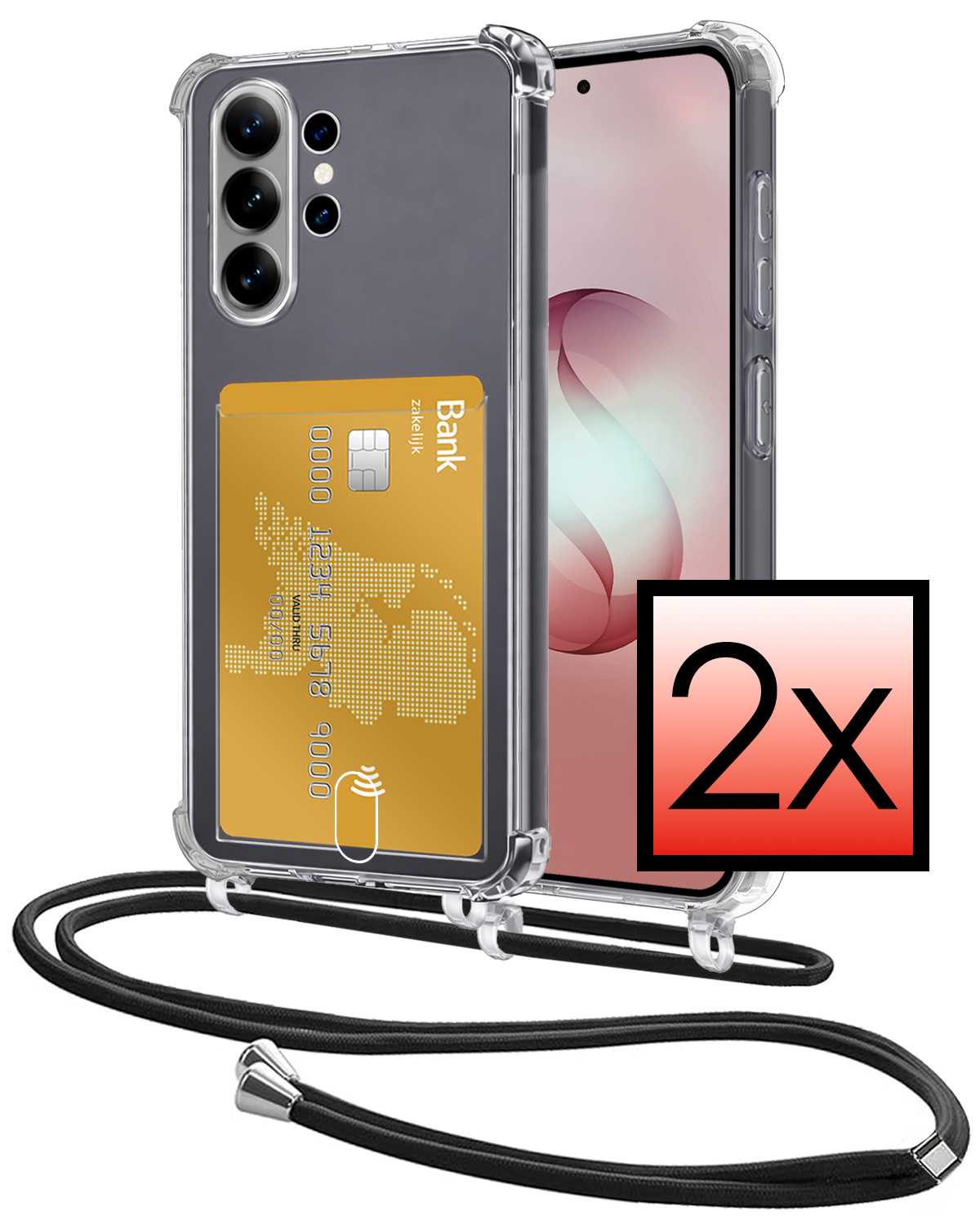 NoXx NoXx Samsung Galaxy S26 Ultra Hoesje Pashouder met Koord - 2 PACK