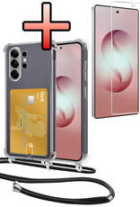 NoXx NoXx Samsung Galaxy S26 Ultra Hoesje Pashouder met Koord Met Screenprotector