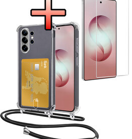 NoXx NoXx Samsung Galaxy S26 Ultra Hoesje Pashouder met Koord Met Screenprotector