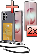 NoXx NoXx Samsung Galaxy S26 Ultra Hoesje Pashouder met Koord Met 2x Screenprotector