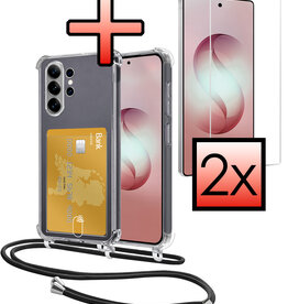 NoXx NoXx Samsung Galaxy S26 Ultra Hoesje Pashouder met Koord Met 2x Screenprotector