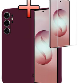 NoXx NoXx Samsung Galaxy S26 Ultra Hoesje Siliconen Met Screenprotector - Aubergine