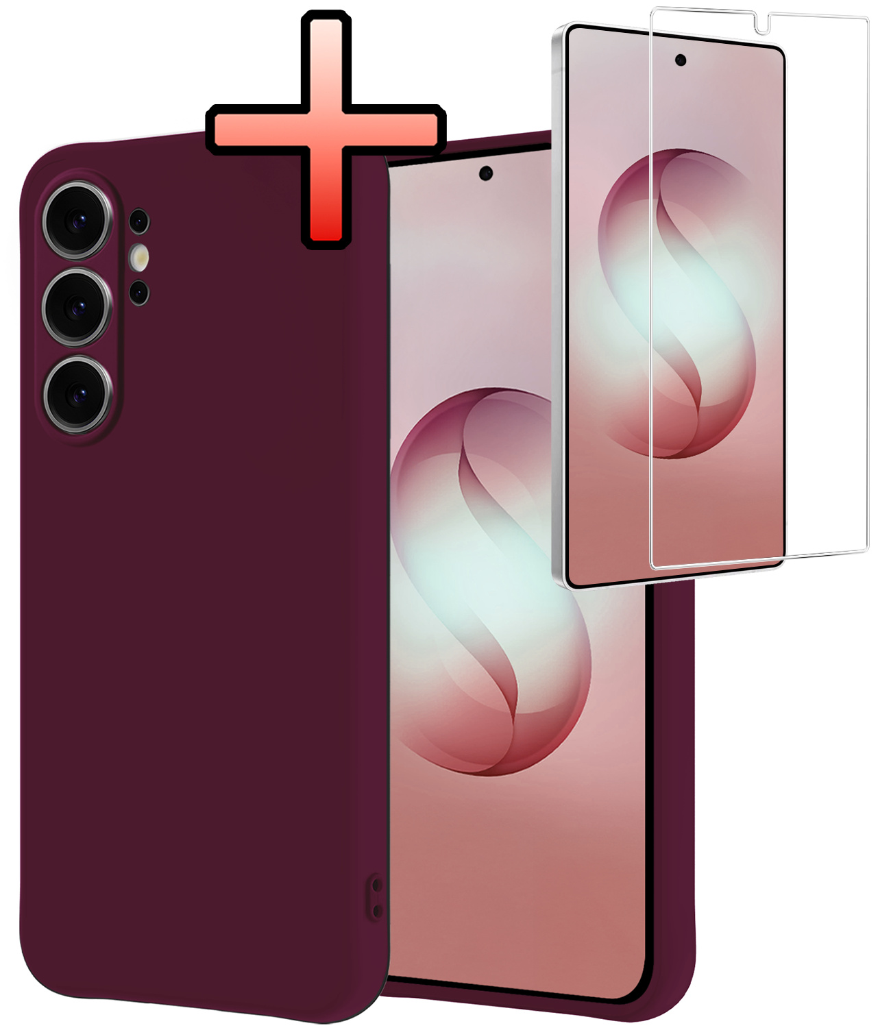 NoXx NoXx Samsung Galaxy S26 Ultra Hoesje Siliconen Met Screenprotector - Aubergine