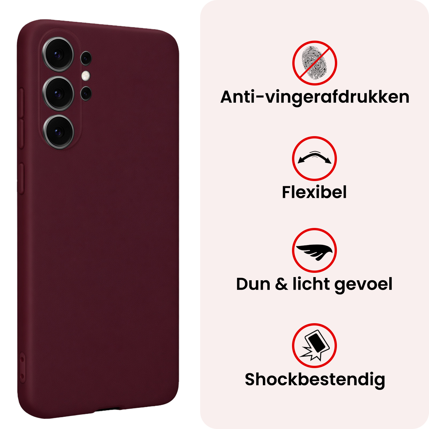 NoXx NoXx Samsung Galaxy S26 Ultra Hoesje Siliconen Met Screenprotector - Aubergine