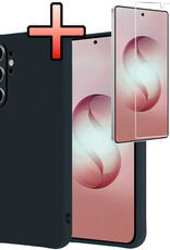 NoXx NoXx Samsung Galaxy S26 Ultra Hoesje Siliconen Met Screenprotector - Donkerblauw