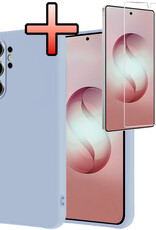 NoXx NoXx Samsung Galaxy S26 Ultra Hoesje Siliconen Met Screenprotector - Lichtblauw
