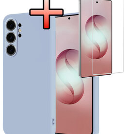 NoXx NoXx Samsung Galaxy S26 Ultra Hoesje Siliconen Met Screenprotector - Lichtblauw