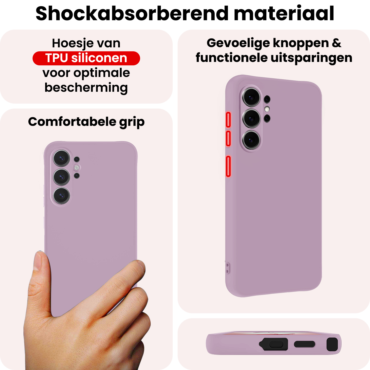 NoXx NoXx Samsung Galaxy S26 Ultra Hoesje Siliconen Met Screenprotector - Lila