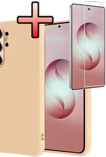 NoXx NoXx Samsung Galaxy S26 Ultra Hoesje Siliconen Met Screenprotector - Zand