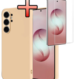 NoXx NoXx Samsung Galaxy S26 Ultra Hoesje Siliconen Met Screenprotector - Zand