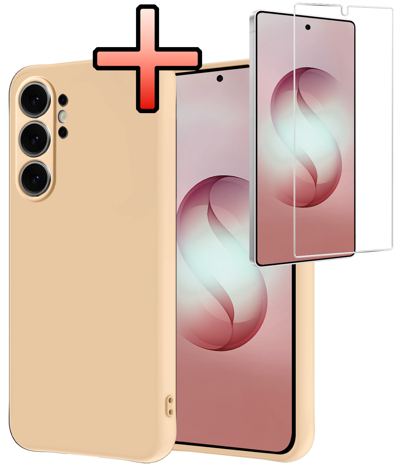 NoXx NoXx Samsung Galaxy S26 Ultra Hoesje Siliconen Met Screenprotector - Zand