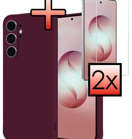 NoXx NoXx Samsung Galaxy S26 Ultra Hoesje Siliconen Met 2x Screenprotector - Aubergine