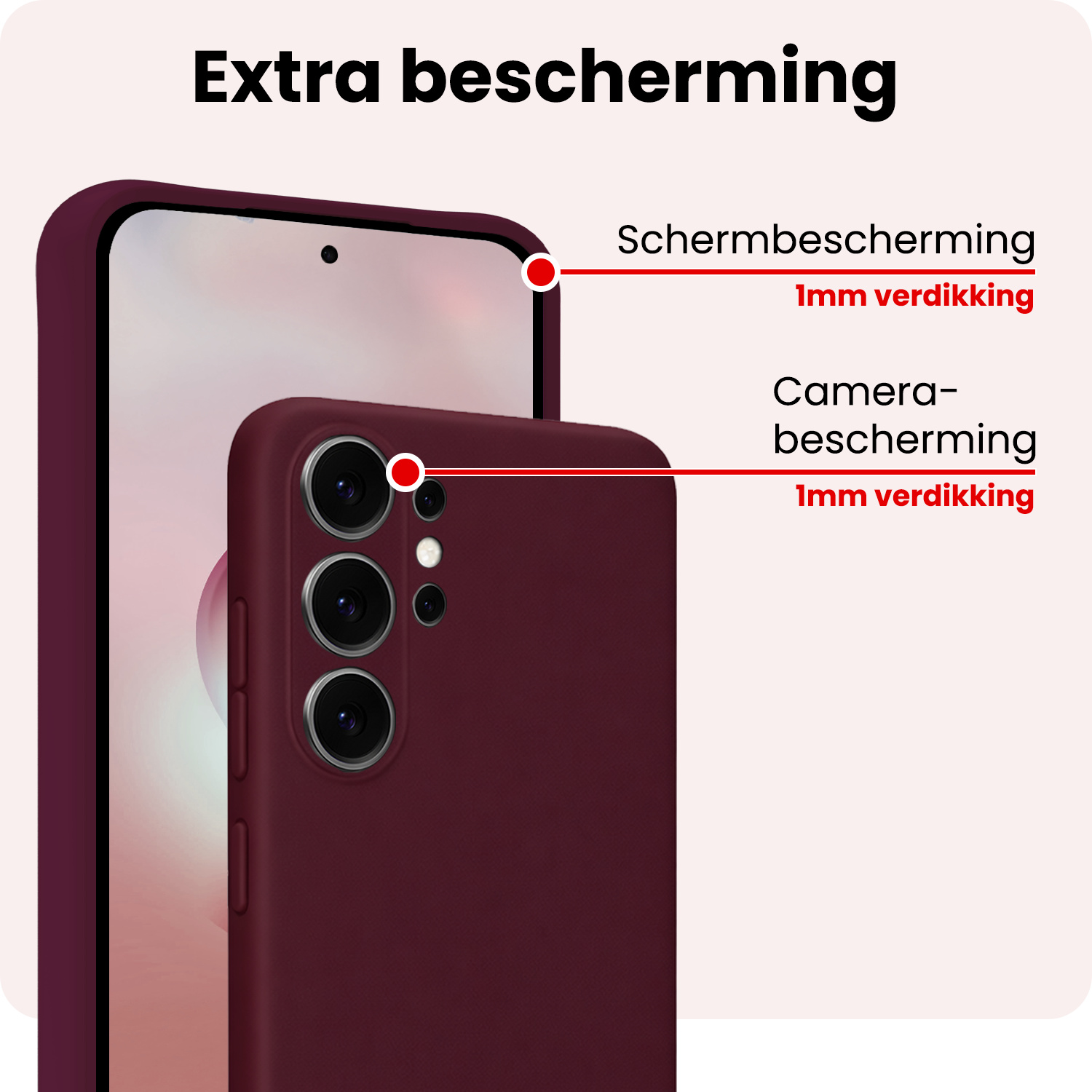 NoXx NoXx Samsung Galaxy S26 Ultra Hoesje Siliconen Met 2x Screenprotector - Aubergine