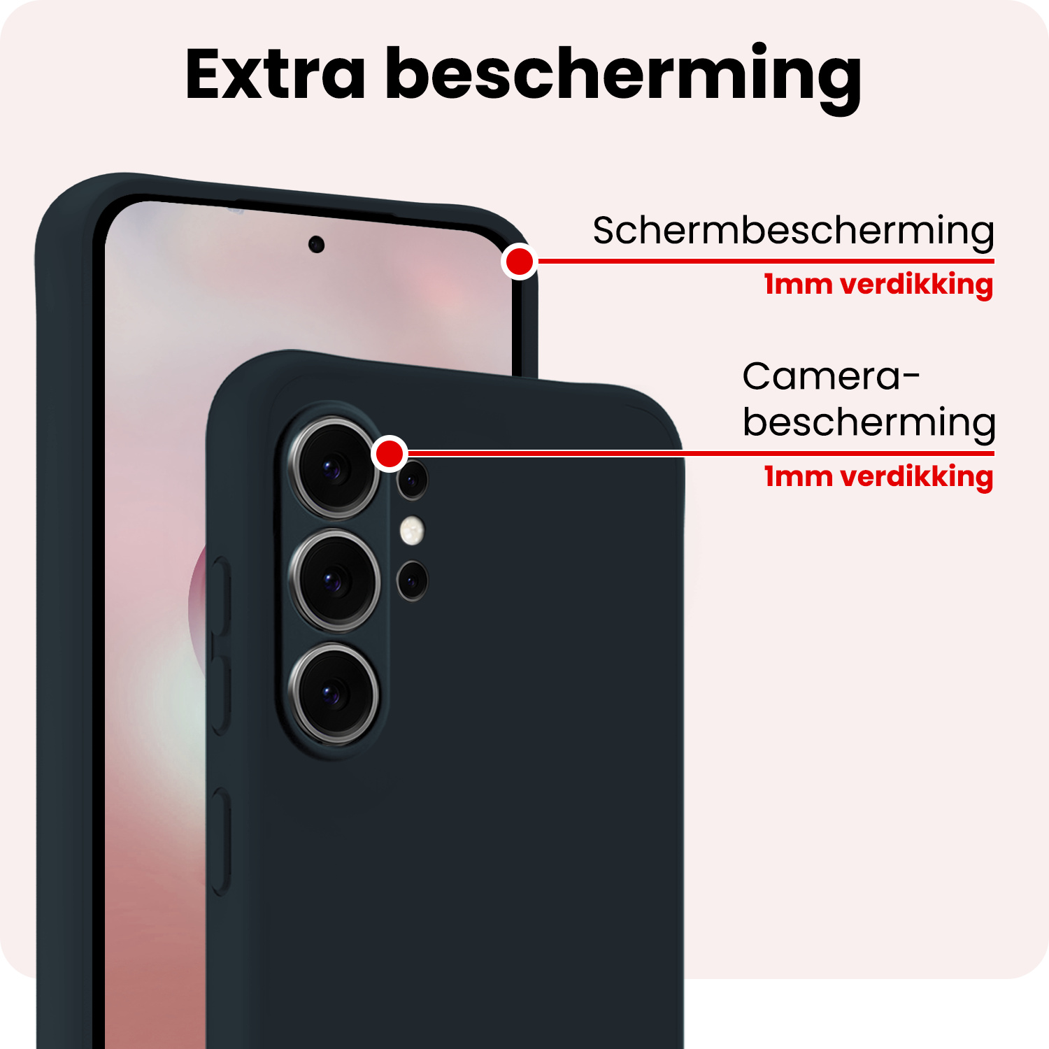 NoXx NoXx Samsung Galaxy S26 Ultra Hoesje Siliconen Met 2x Screenprotector - Donkerblauw