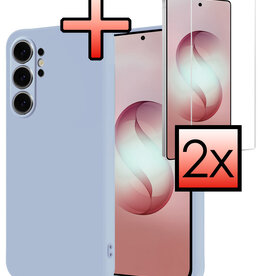 NoXx NoXx Samsung Galaxy S26 Ultra Hoesje Siliconen Met 2x Screenprotector - Lichtblauw