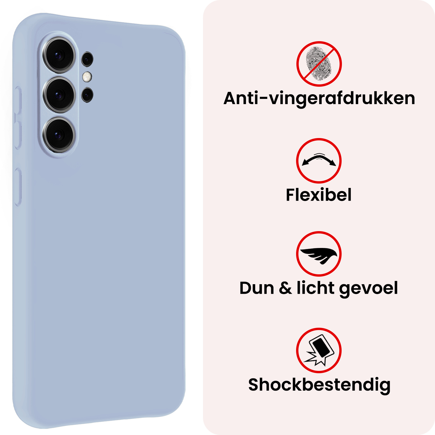 NoXx NoXx Samsung Galaxy S26 Ultra Hoesje Siliconen Met 2x Screenprotector - Lichtblauw