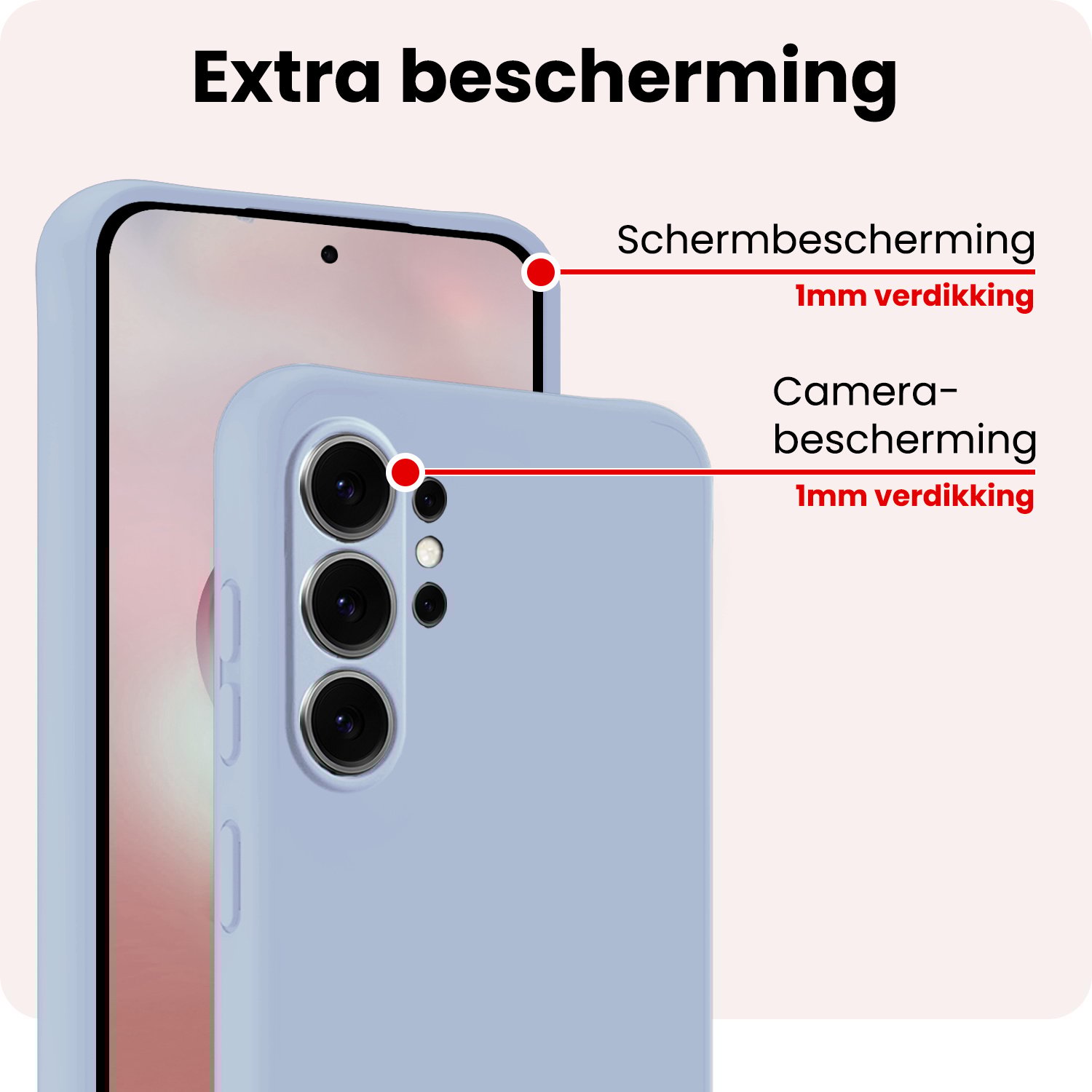 NoXx NoXx Samsung Galaxy S26 Ultra Hoesje Siliconen Met 2x Screenprotector - Lichtblauw
