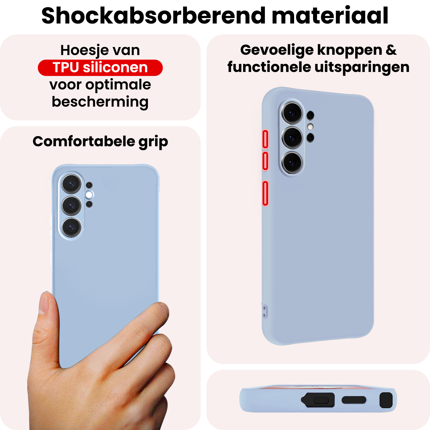 NoXx NoXx Samsung Galaxy S26 Ultra Hoesje Siliconen Met 2x Screenprotector - Lichtblauw