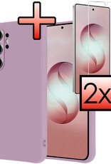 NoXx NoXx Samsung Galaxy S26 Ultra Hoesje Siliconen Met 2x Screenprotector - Lila