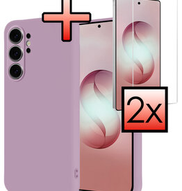 NoXx NoXx Samsung Galaxy S26 Ultra Hoesje Siliconen Met 2x Screenprotector - Lila