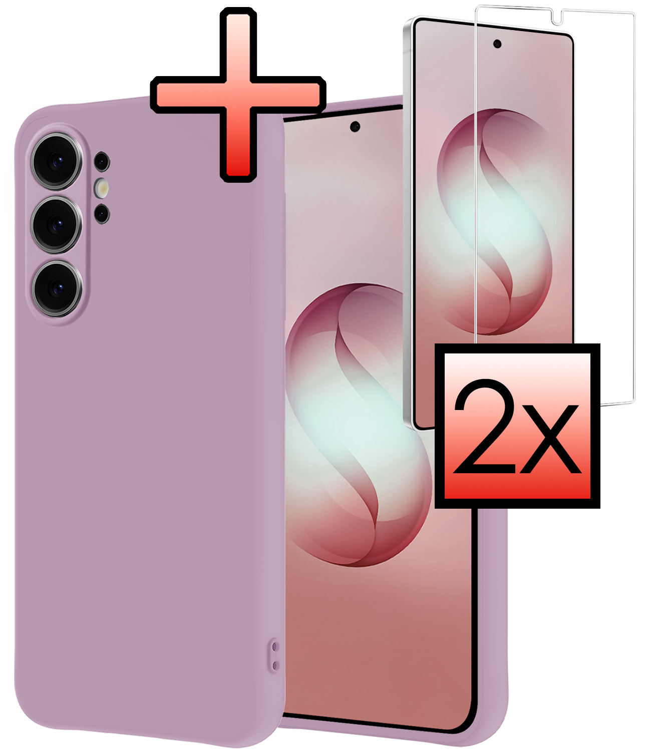 NoXx NoXx Samsung Galaxy S26 Ultra Hoesje Siliconen Met 2x Screenprotector - Lila