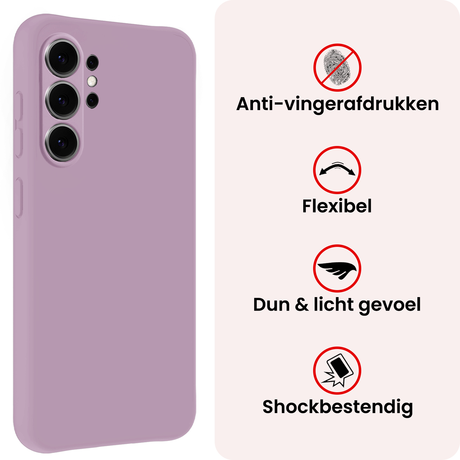 NoXx NoXx Samsung Galaxy S26 Ultra Hoesje Siliconen Met 2x Screenprotector - Lila