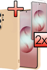 NoXx NoXx Samsung Galaxy S26 Ultra Hoesje Siliconen Met 2x Screenprotector - Zand