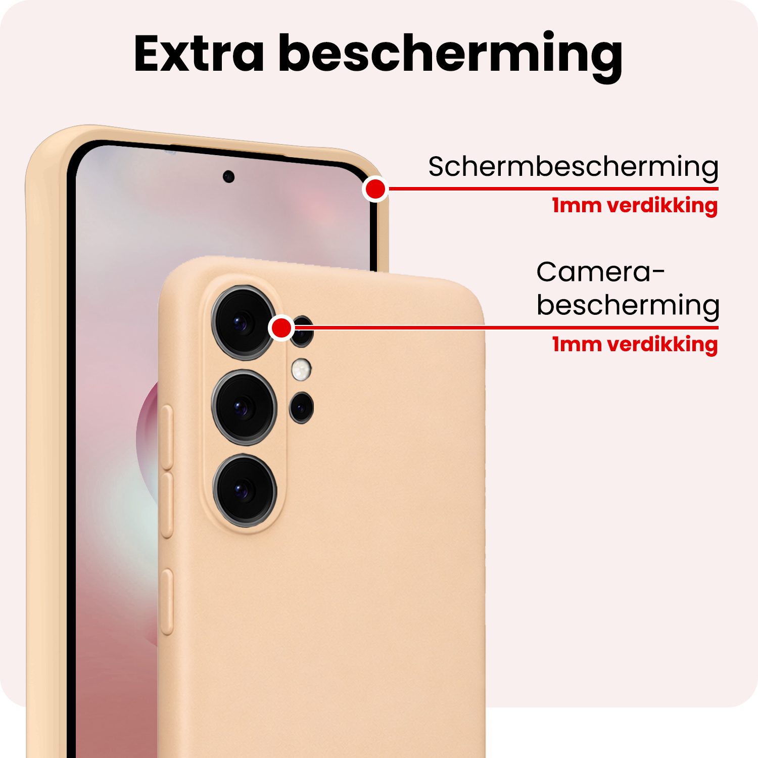 NoXx NoXx Samsung Galaxy S26 Ultra Hoesje Siliconen Met 2x Screenprotector - Zand