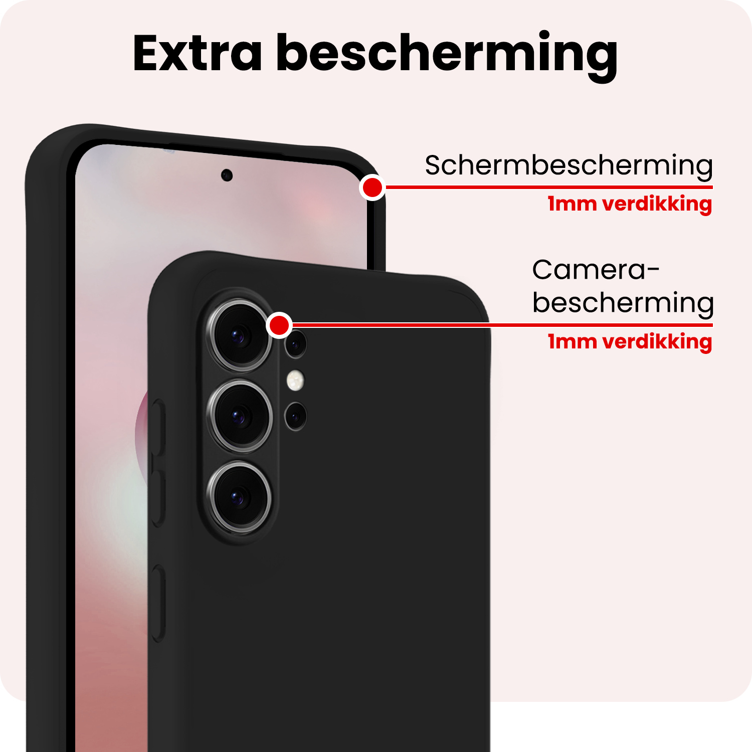 NoXx NoXx Samsung Galaxy S26 Ultra Hoesje Siliconen Met 2x Screenprotector - Zwart