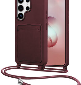 NoXx NoXx Samsung Galaxy S26 Ultra Hoesje Pashouder met Koord - Aubergine