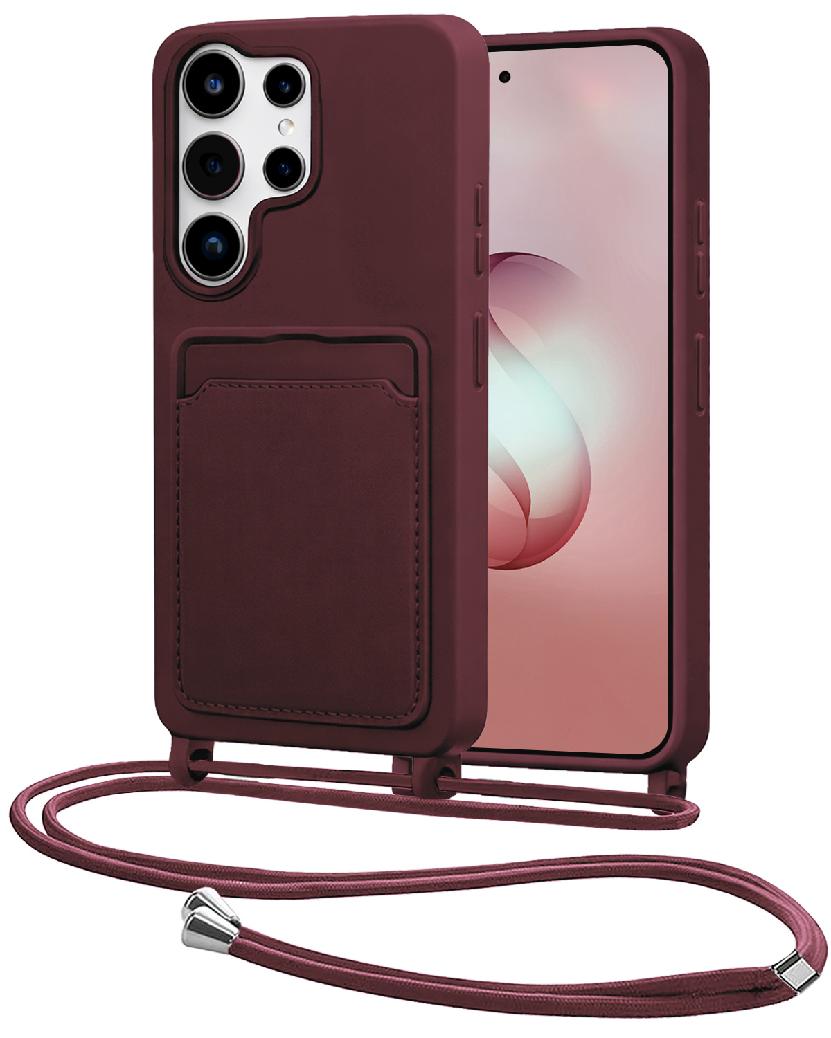 NoXx NoXx Samsung Galaxy S26 Ultra Hoesje Pashouder met Koord - Aubergine