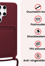 NoXx NoXx Samsung Galaxy S26 Ultra Hoesje Pashouder met Koord - Aubergine