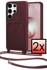 NoXx NoXx Samsung Galaxy S26 Ultra Hoesje Pashouder met Koord - Aubergine - 2 PACK