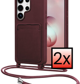 NoXx NoXx Samsung Galaxy S26 Ultra Hoesje Pashouder met Koord - Aubergine - 2 PACK