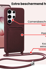 NoXx NoXx Samsung Galaxy S26 Ultra Hoesje Pashouder met Koord - Aubergine - 2 PACK