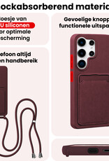 NoXx NoXx Samsung Galaxy S26 Ultra Hoesje Pashouder met Koord Met 2x Screenprotector - Aubergine