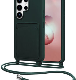 NoXx NoXx Samsung Galaxy S26 Ultra Hoesje Pashouder met Koord - Donkergroen