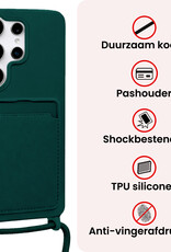 NoXx NoXx Samsung Galaxy S26 Ultra Hoesje Pashouder met Koord - Donkergroen