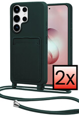 NoXx NoXx Samsung Galaxy S26 Ultra Hoesje Pashouder met Koord - Donkergroen - 2 PACK